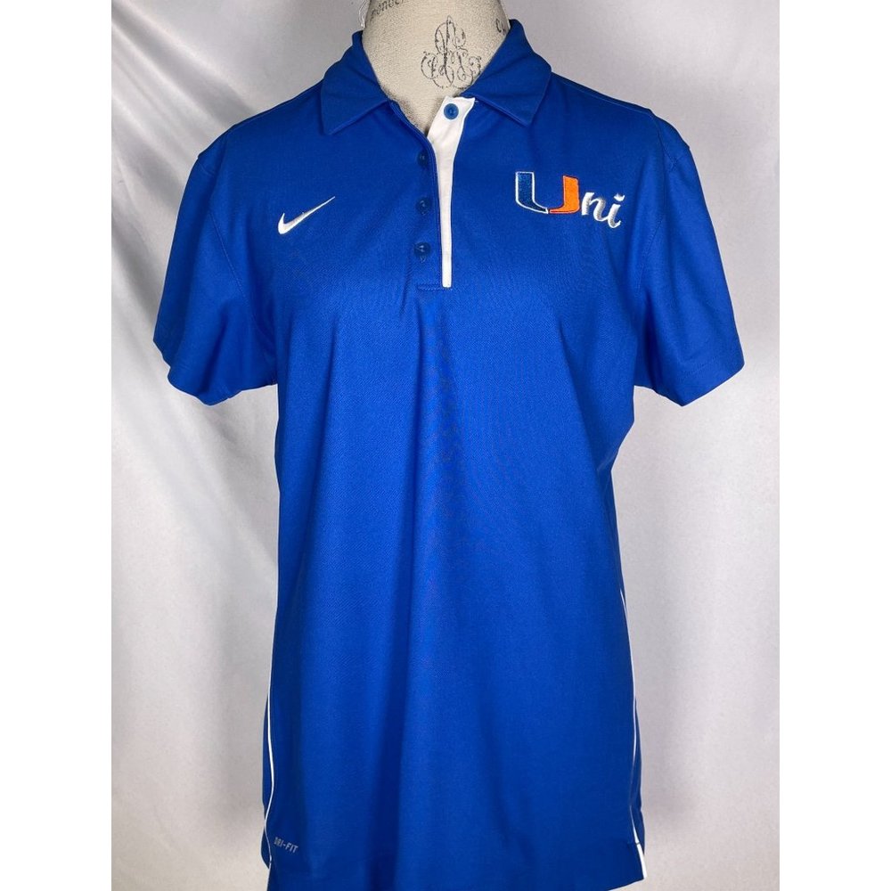 University of Miami Hurricanes Nike Grind Blue Dri Fit Polo Shirt Women's XL